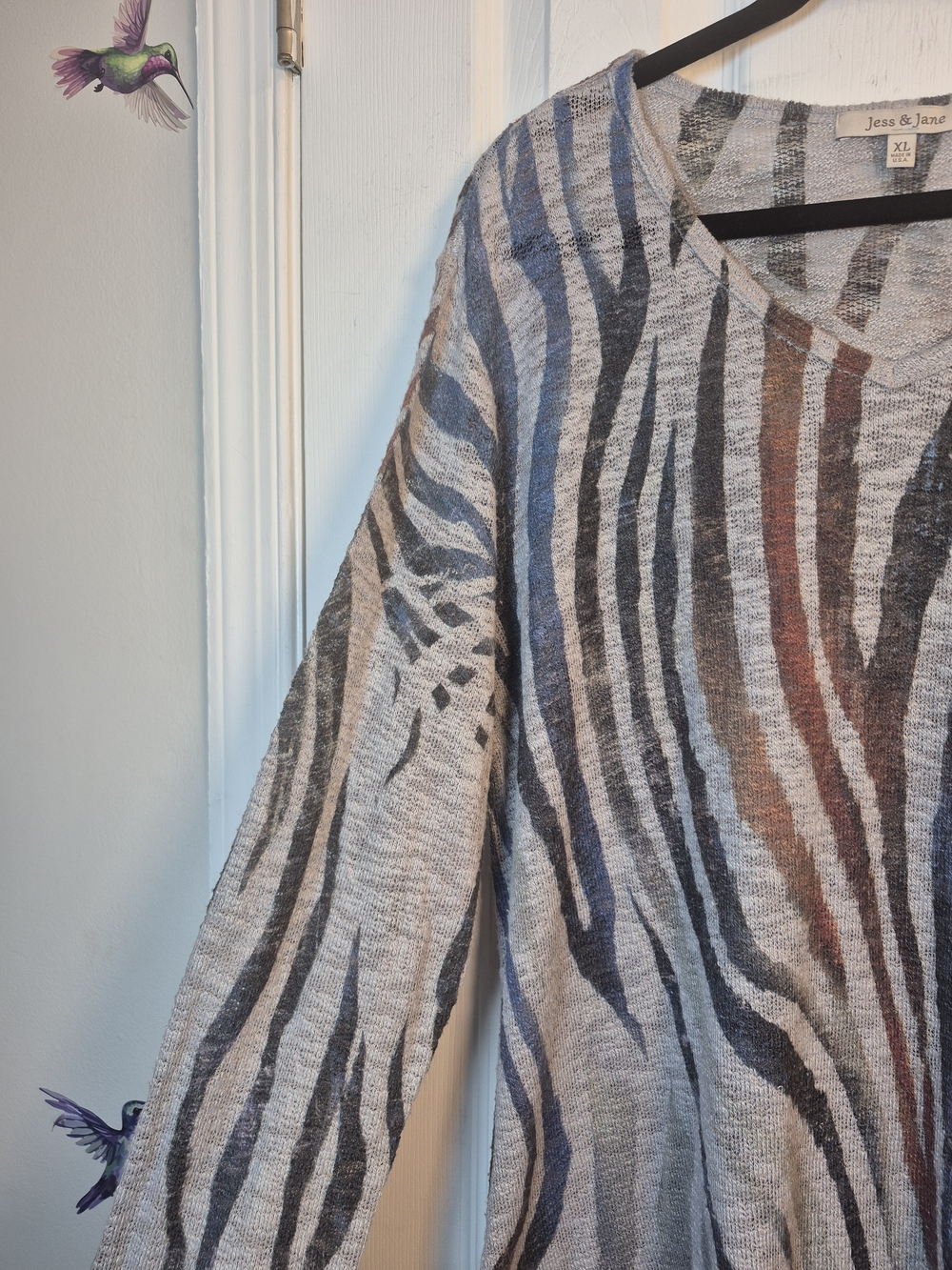 Jess & Jane Oversized Zebra Print Tunic XL Hanky Hem Asymmetrical Knit Sweater - Picture 3 of 6